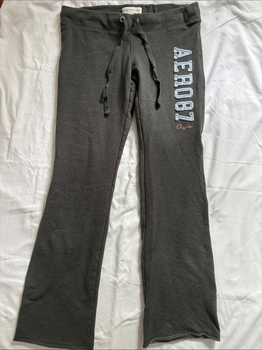 Aeropostale Charcoal Gray Logo Sweatpants with Light Blue Accent